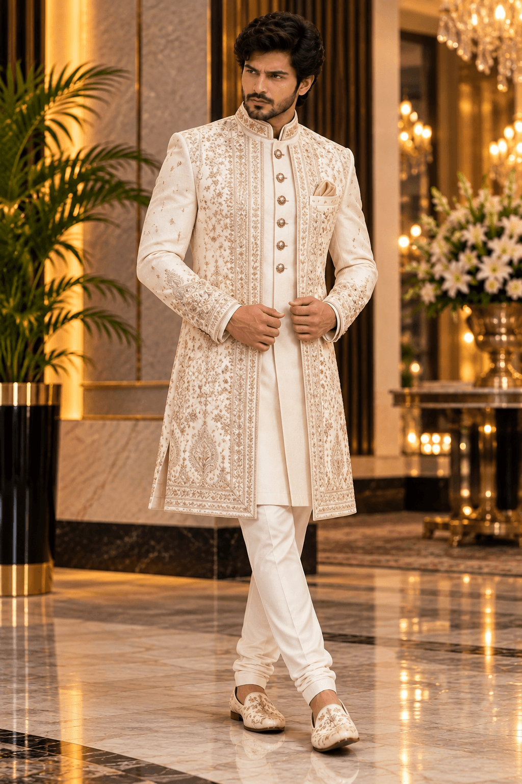 Royal Ivory Silk Sherwani